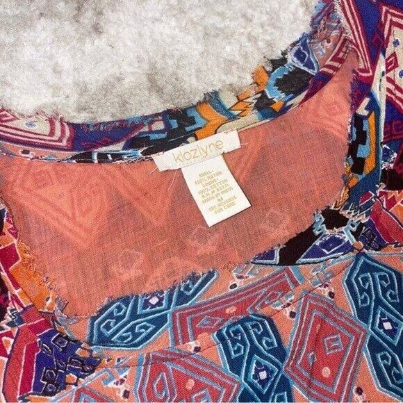 KLOZLYNE Multi Color Red Black Blue Orange BoHo Gypsy Style Dress Size M - Picture 10 of 11